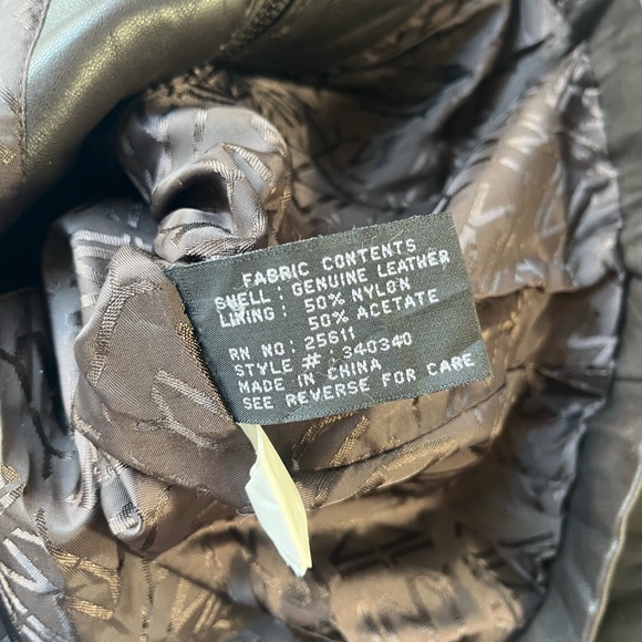 Jones New York Brown Genuine Leather Jacket Fitted Zip Front Size S - Picture 6 of 16